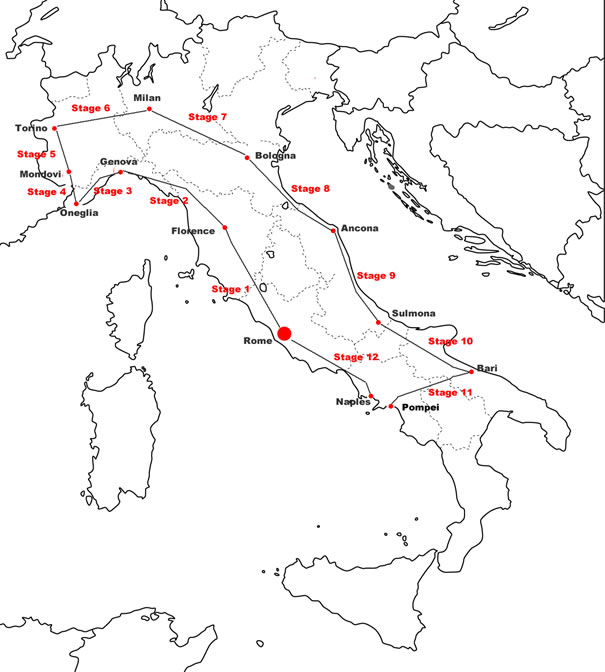 Giro d'Italia 1911 Map