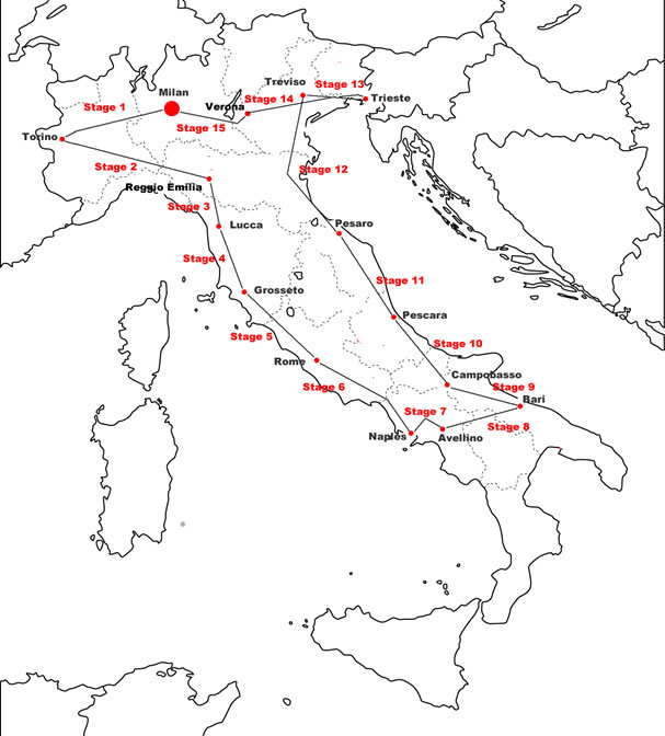 Giro d'Italia 1927 Map