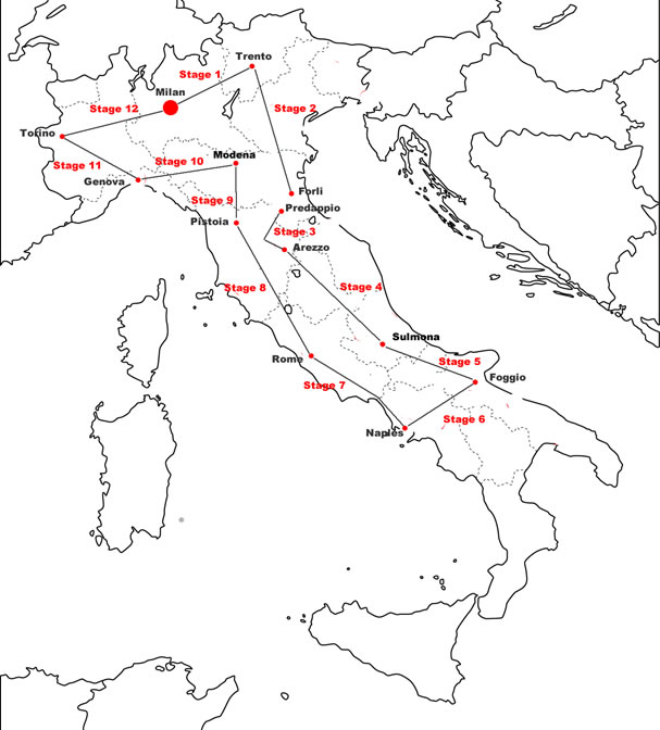 Giro d'Italia 1928 Map