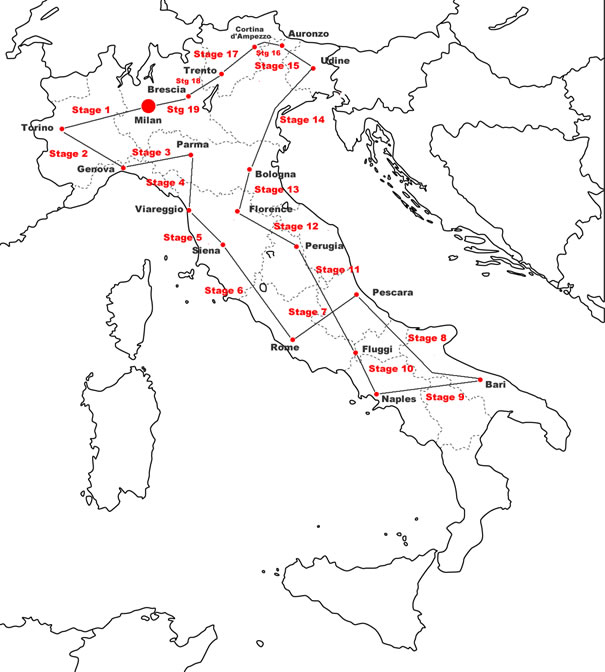 Giro d'Italia 1948 Map