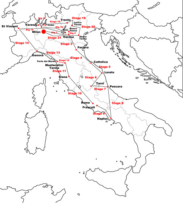 Giro d'Italia 1957 Map