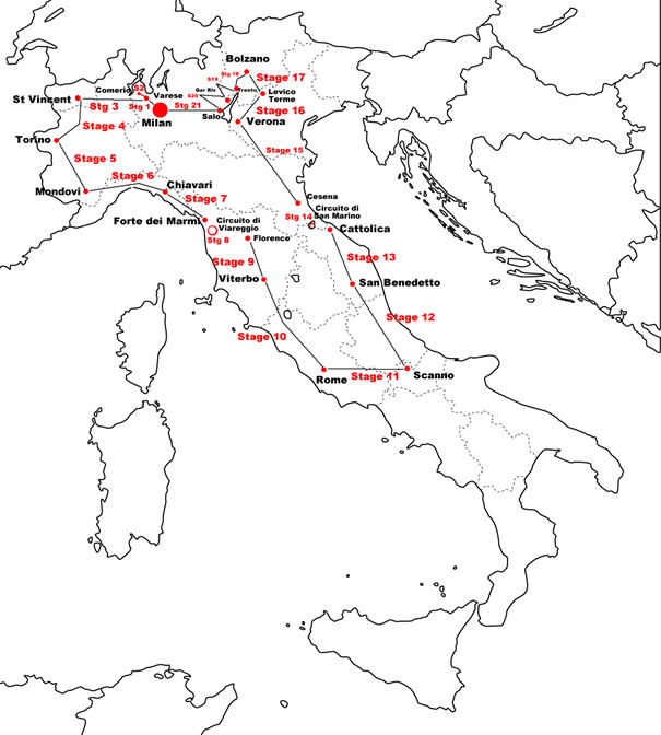 Giro d'Italia 1958 Map