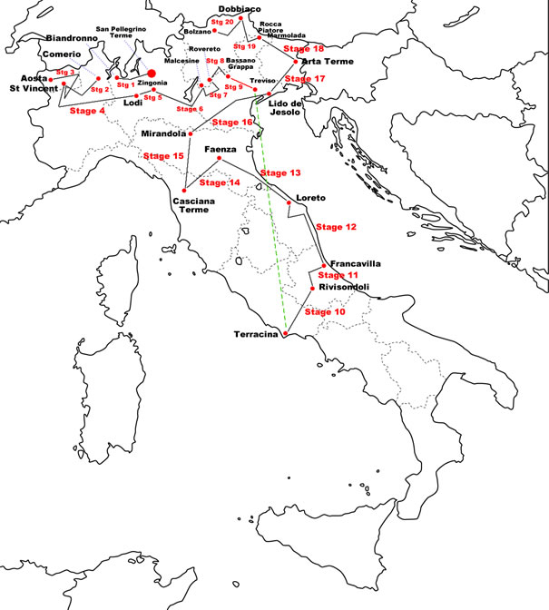 Giro d'Italia 1970 Map