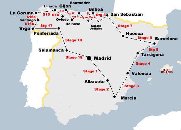 Vuelta a Espana 1942 Map