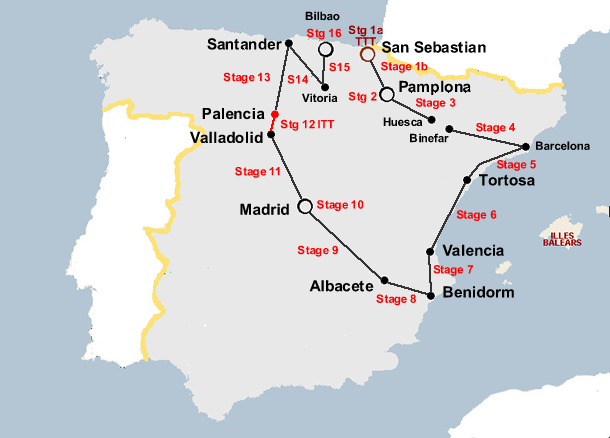 Vuelta a Espana 1961 Map
