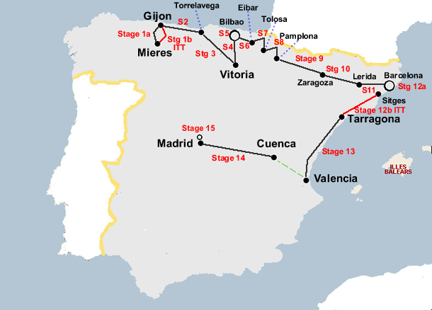 Vuelta a Espana 1963 Map