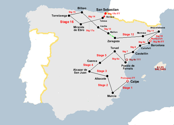 Vuelta a Espana 1973 Map