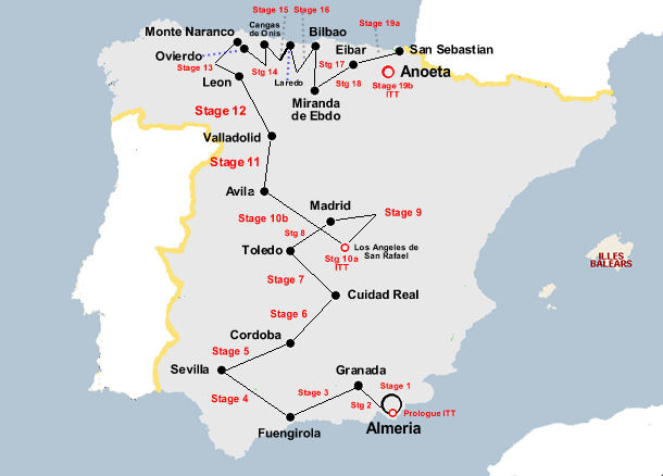 Vuelta a Espana 1974 Map