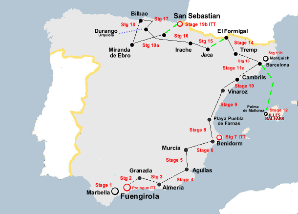 Vuelta a Espana 1975 Map