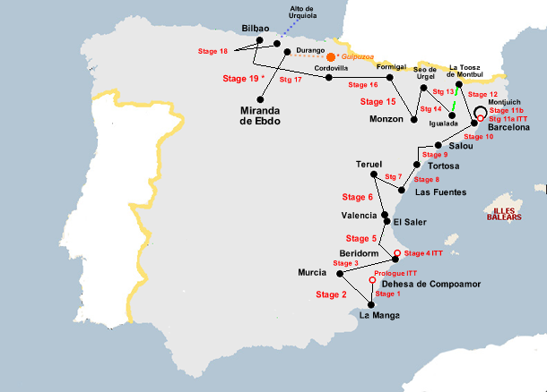 Vuelta a Espana 1977 Map