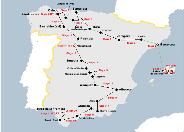 Vuelta a Espana 1986 Map